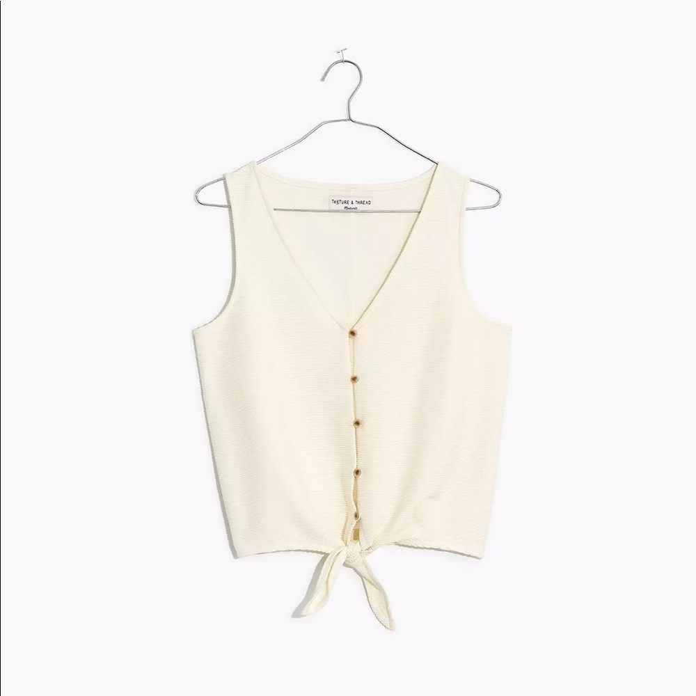 Madewell Texture & Thread Button-Front Tie Tank Top Size Small